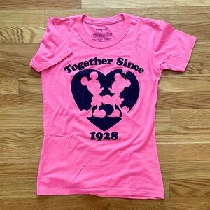 Disney Mickey and Minnie Sparkly Graphics Pink Tee XS